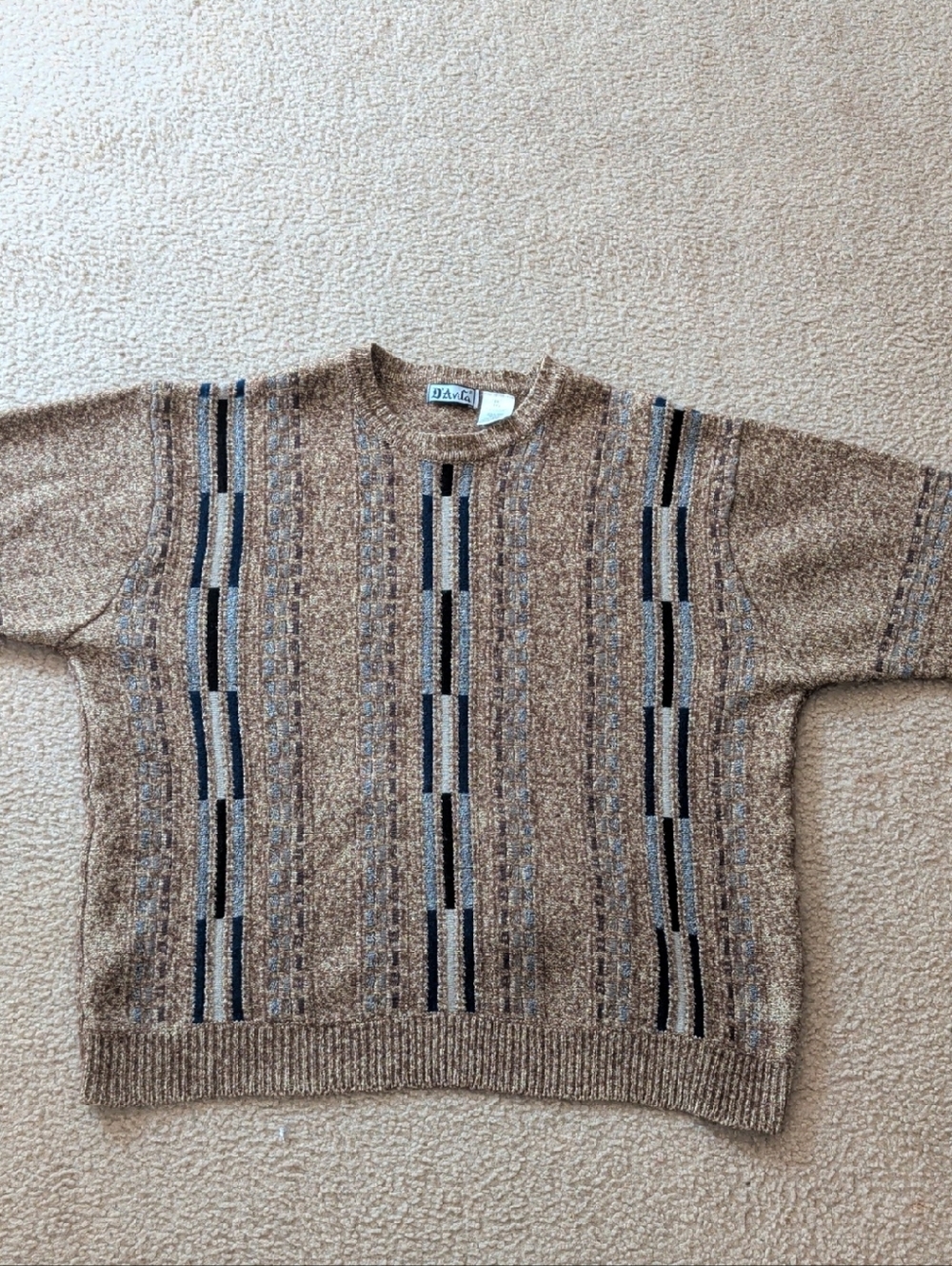 Vintage Brown Striped Crewneck Sweater